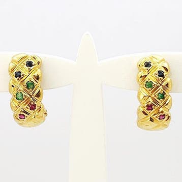 Oorbellen - 18 karaat Geel goud - 0.30ct. tw. Smaragd -, Nieuw