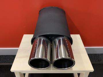 Einddemper universeel met dubbel 3,5 inch rvs eind tips, Ophalen of Verzenden, Nieuw