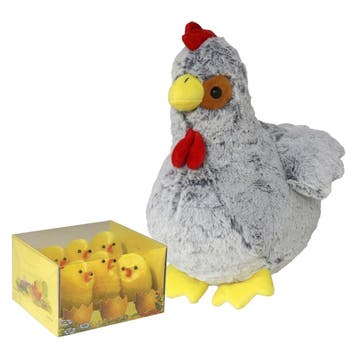 Pluche kip knuffel - 20 cm - multi kleur - kuikens set, Verzenden, Nieuw