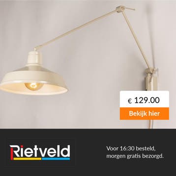 Rietveld-Wandlampen-Beige, Zand-Metaal, Verzenden, Nieuw