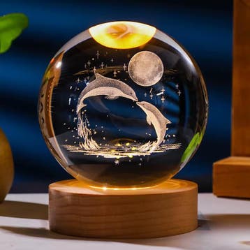 3D kristallen bol lamp - USB oplaadbaar - Dolfijn, Verzenden, Nieuw, Glas, Vogel