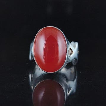 Zilver Ring met carneool- 8.78 g - (1)