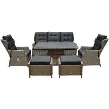 Ibiza stoel bank dining loungeset 6 delig grijs met, Tuin en Terras, Ophalen of Verzenden, Nieuw, Wicker