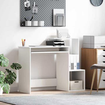 vidaXL Bureau Wit 106 x 41 x 88.5 cm Bewerkt hout, Huis en Inrichting, Verzenden, Nieuw
