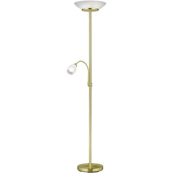 LED Vloerlamp - Trion Germin - E27 Fitting - Rond - Mat Goud, Ophalen of Verzenden, Nieuw, Metaal