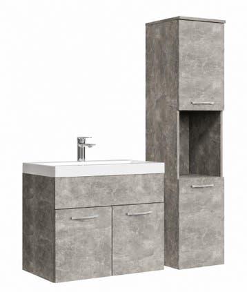 Badkamermeubel Set Montreal 60 x 35 cm Beton Grijs Badmeubel, Verzenden, Nieuw, Wastafelkast