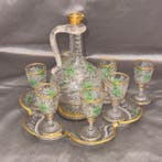 Drinkset (9) - Glas - Biedermeier-emaille schilderkunst