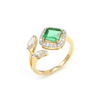 Trouwring - 18 karaat Geel goud - 1.55ct. tw. Smaragd -