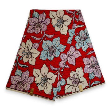 Afrikaanse stof - Rode Flowers - 100% katoen - 1 yard, Ophalen of Verzenden, Nieuw