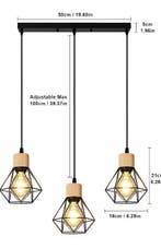 Industriële 3-Lichts Hanglamp – Vintage Metalen Plafondlamp, Verzenden, Nieuw