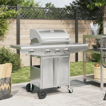 vidaXL Gasbarbecue met 4 branders roestvrij staal, Verzenden, Nieuw