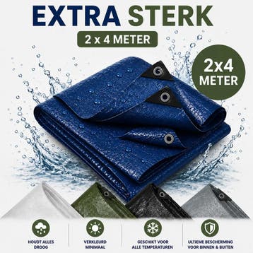 Dekzeil 2 x 4 m, 110 g/m² ultrasterk, 12 ringen, versterk.., Verzenden, Nieuw
