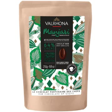 Valrhona Chocolade Druppels Puur Manjari (64%) 250g, Verzenden, Nieuw