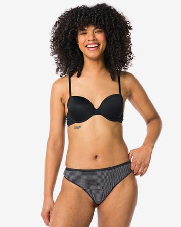 HEMA Damesstring katoen - 2 stuks zwart/wit laag geprijsd, Verzenden