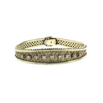 Gouden armband met diamant; 0,27 ct. | 19 cm, Gebruikt, Ophalen of Verzenden, Met edelsteen, Goud