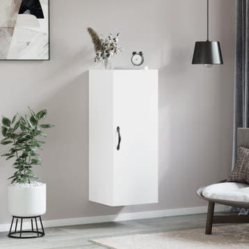 vidaXL Wandkast 34,5x34x90 cm bewerkt hout wit, Minder dan 50 cm, Verzenden, Nieuw, Minder dan 100 cm