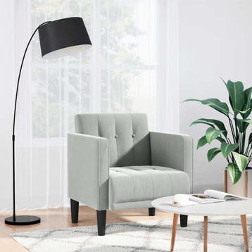 vidaXL Fauteuil met armleuningen Lichtgrijs 53 cm Fluweel, Huis en Inrichting, Fauteuils, Verzenden, Nieuw
