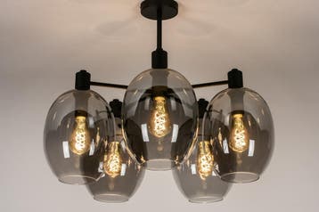 Rietveld Plafondlampen - Zwart, Grijs - Glas, Metaal, Verzenden, Nieuw