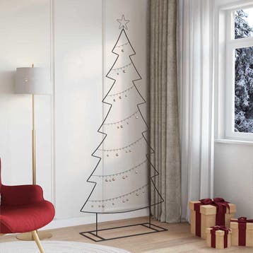 vidaXL Metalen kerstboom Zwart 210 cm Staal, Diversen, Verzenden, Nieuw