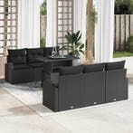 vidaXL Tuin Sofa Set met kussen 7 pcs Zwart Poly riet, Verzenden, Nieuw, Rotan