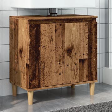 vidaXL Wastafelkast 58x33x60 cm bewerkt hout oud houtkleurig, Verzenden, Nieuw