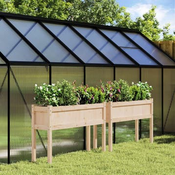 vidaXL Plantenbakken met poten 2 st massief grenenhout, Verzenden, Minder dan 60 cm, Nieuw, 60 cm of meer