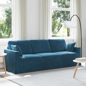 vidaXL Bank Blauw 228 x 78 x 80 cm Fluweel, Huis en Inrichting, Banken | Bankstellen, Verzenden, Nieuw, Stof, Minder dan 150 cm