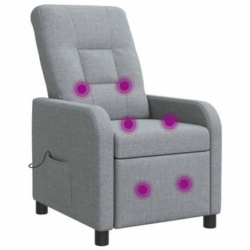 vidaXL Massage Recliner Lichtgrijs Stof, Verzenden, Nieuw