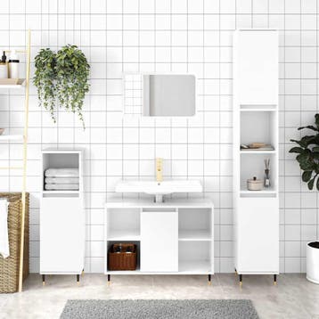vidaXL Badkamerkast 80x33x60 cm bewerkt hout hoogglans wit, Verzenden, Nieuw