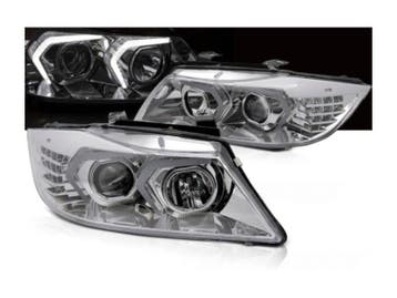 LED koplampen Chrome geschikt voor BMW E90 E91, Auto-onderdelen, Verlichting, Verzenden, Nieuw, BMW