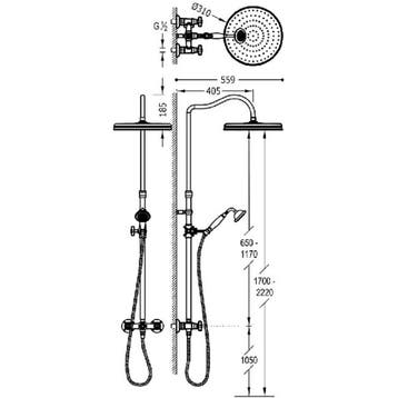 Doucheset Tres Classic Telescopische Glijstang Met Antikalk, Ophalen of Verzenden, Nieuw