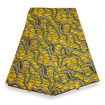 Afrikaanse stof - Gele Strings - 100% katoen - 1 yard, Hobby en Vrije tijd, Ophalen of Verzenden, Nieuw