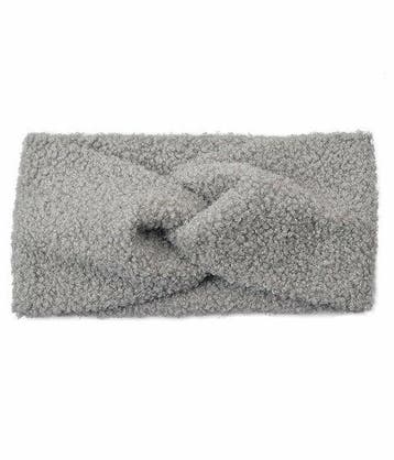 Haarband Twist 12cm – Effen Kleur – Teddy Stof – Grijs, Nieuw