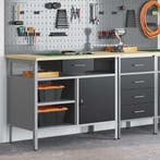 vidaXL Werkbank met lade met plank Zwart en Grijs 100 x 55 x, Verzenden, Nieuw