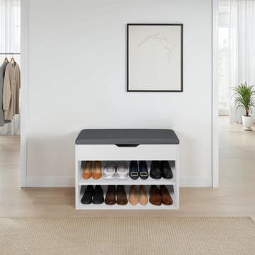 Schoenenkast Jasmina met zitkussen 60x30x43,5cm - wit, Verzenden, Nieuw