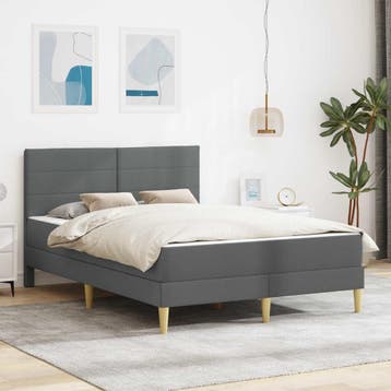 vidaXL Bedframe Donkergrijs 120 x 190 cm Polyester, Huis en Inrichting, Slaapkamer | Matrassen en Bedbodems, Verzenden, Nieuw