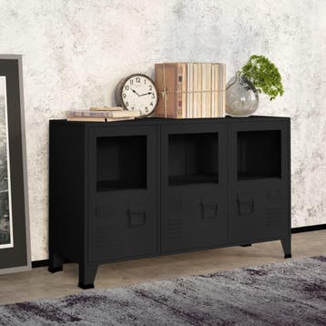 vidaXL Dressoir industrieel 105x35x62 cm metaal en glas, 100 tot 150 cm, Verzenden, Nieuw, Metaal