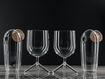 4x tripod glass & 4x small jug - Drinkset (8) - unieke