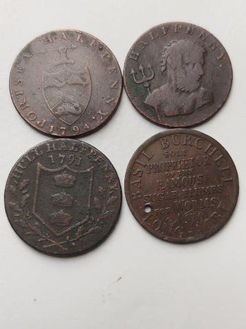Verenigd Koninkrijk. Halfpenny 1791-1794 (Lot of 4 tokens)