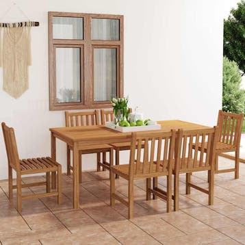 vidaXL 7-delige tuinset 180x90 cm massief teakhout, Tuin en Terras, Verzenden, Nieuw, Hout, Tuinset
