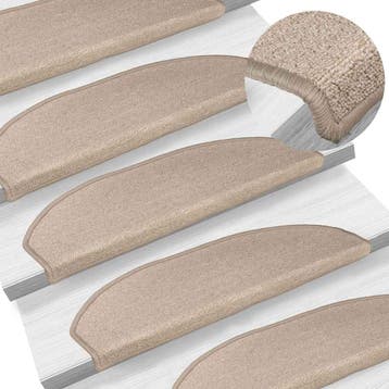 vidaXL Trapmatten 15 st 56 x 17 x 3 cm Non-Slip Taupe Vilt -, Doe-het-zelf en Verbouw, Verzenden, Nieuw
