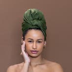 Donker legergroen hoofddoek - Headwrap van stretchy Jersey s, Ophalen of Verzenden, Nieuw