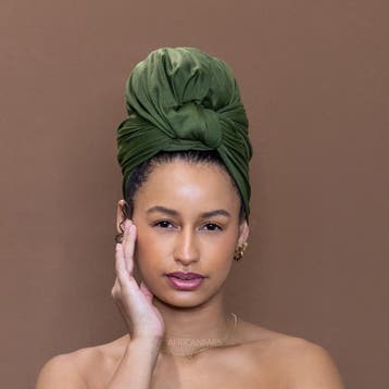 Donker legergroen hoofddoek - Headwrap van stretchy Jersey s, Ophalen of Verzenden, Nieuw