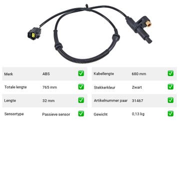 ABS-sensor Achteras Chevrolet Matiz 0.8 LPG (2005-2007), Verzenden, Nieuw, Chevrolet