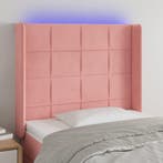 vidaXL Hoofdbord LED 103x16x118/128 cm fluweel roze, Verzenden, Nieuw, Stof