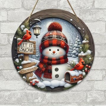 Kerst Sneeuwman Krans Decoratie 7.9" - Acryl Rond Hangend Or, Huis en Inrichting, Verzenden, Nieuw