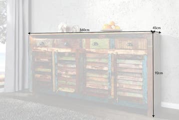 Uniek dressoir JAKARTA 160cm kleurrijk gerecycled massief, Ophalen of Verzenden, Nieuw