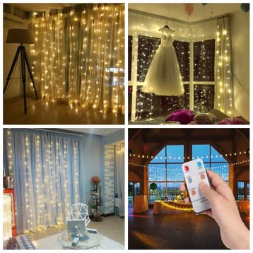 LED sterren gordijn kerst - 3 x 3 meter - warm wit - 300, Diversen, Kerst, Ophalen of Verzenden, Nieuw