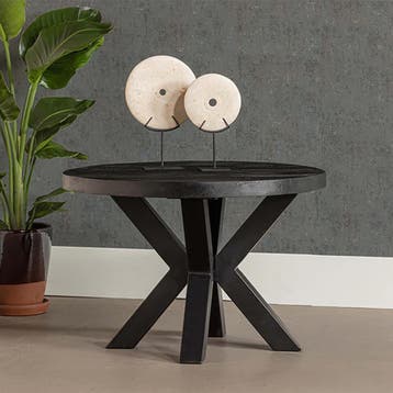 Salontafel Mangohout Rond Tara 70 Zwart, Huis en Inrichting, Verzenden, Rond, Nieuw, Industriële meubels