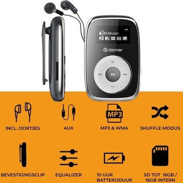 2dekans | Denver MP3 Speler Incl. Oordopjes - 32GB - Shuffle, Audio, Tv en Foto, Mp3-spelers | Overige merken, Ophalen of Verzenden